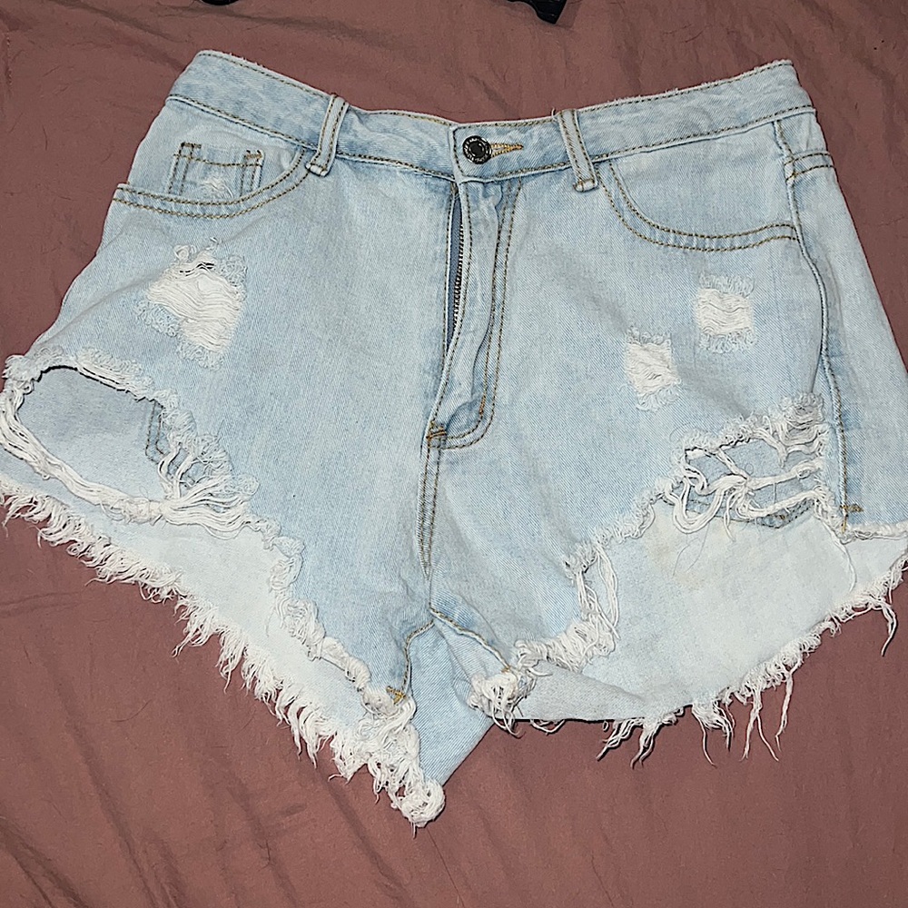 SHEIN white washed ripped shorts